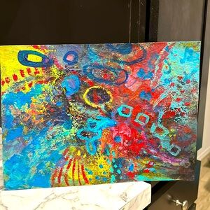 Original abstract by Irma Franco acrylic on paper.  11x14”